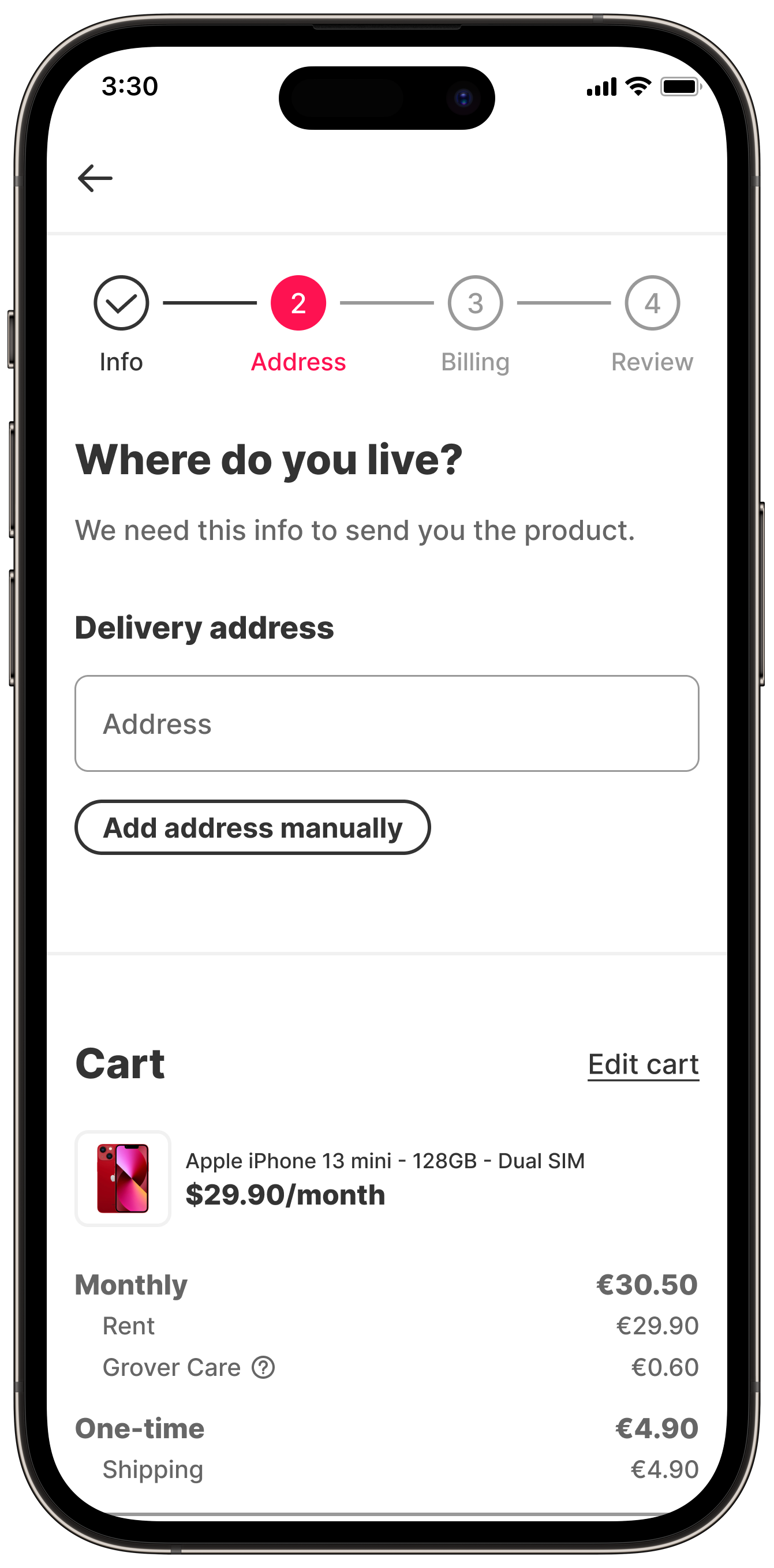 Address finder in enclosed checkout